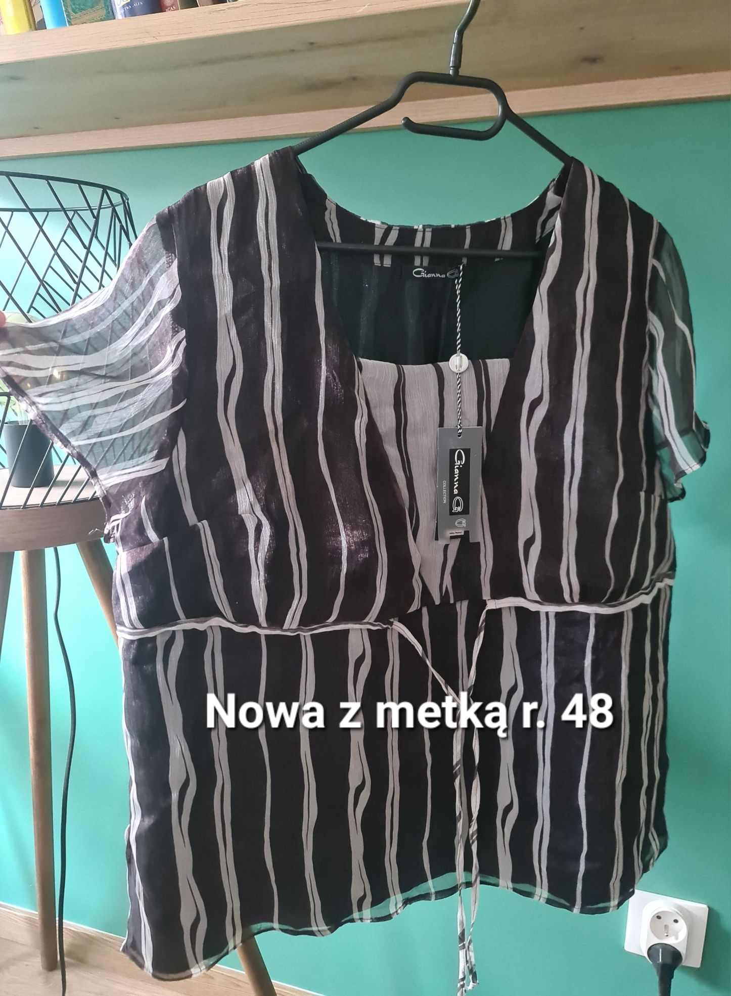 Nowa bluzka letnia plus size 48 Gianna sznurowana pod biustem