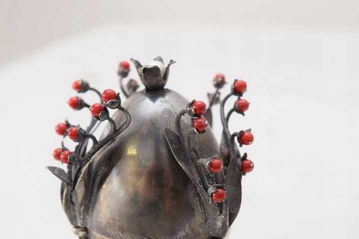 CARSKIE SREBRNE JAJO jajko - secesja kwiat  PR84