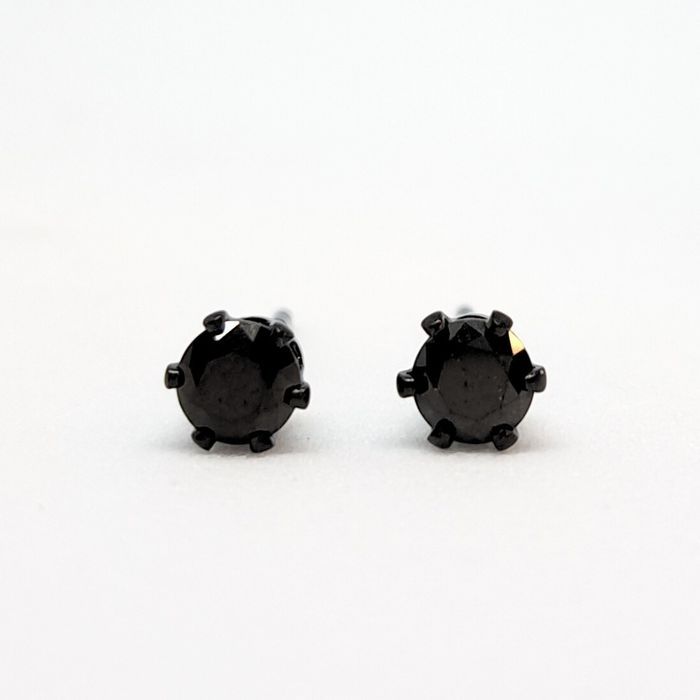 Czarne kolczyki z czarnym kryształkiem 4mm