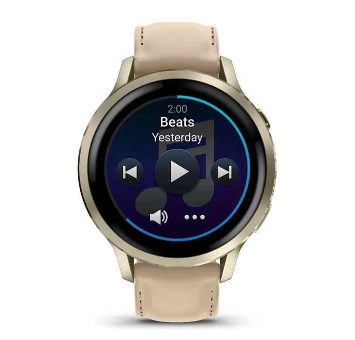 Garmin Venu® 4 - 41 mm Lunar Gold and Leather Band 010-03013-03