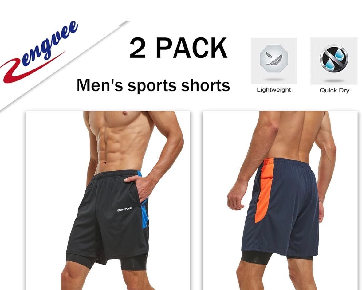 ZENGVEE męskie spodenki sportowe treningowe komplet 2 pary M