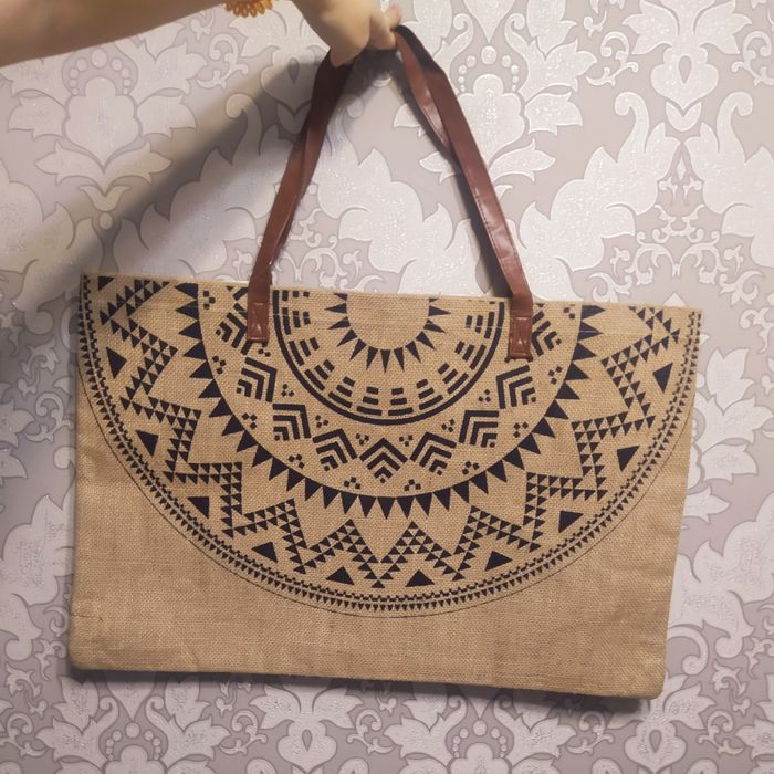 НОВА Сумка шопер пляжна солом'яна з ручка із шкірзамінника
