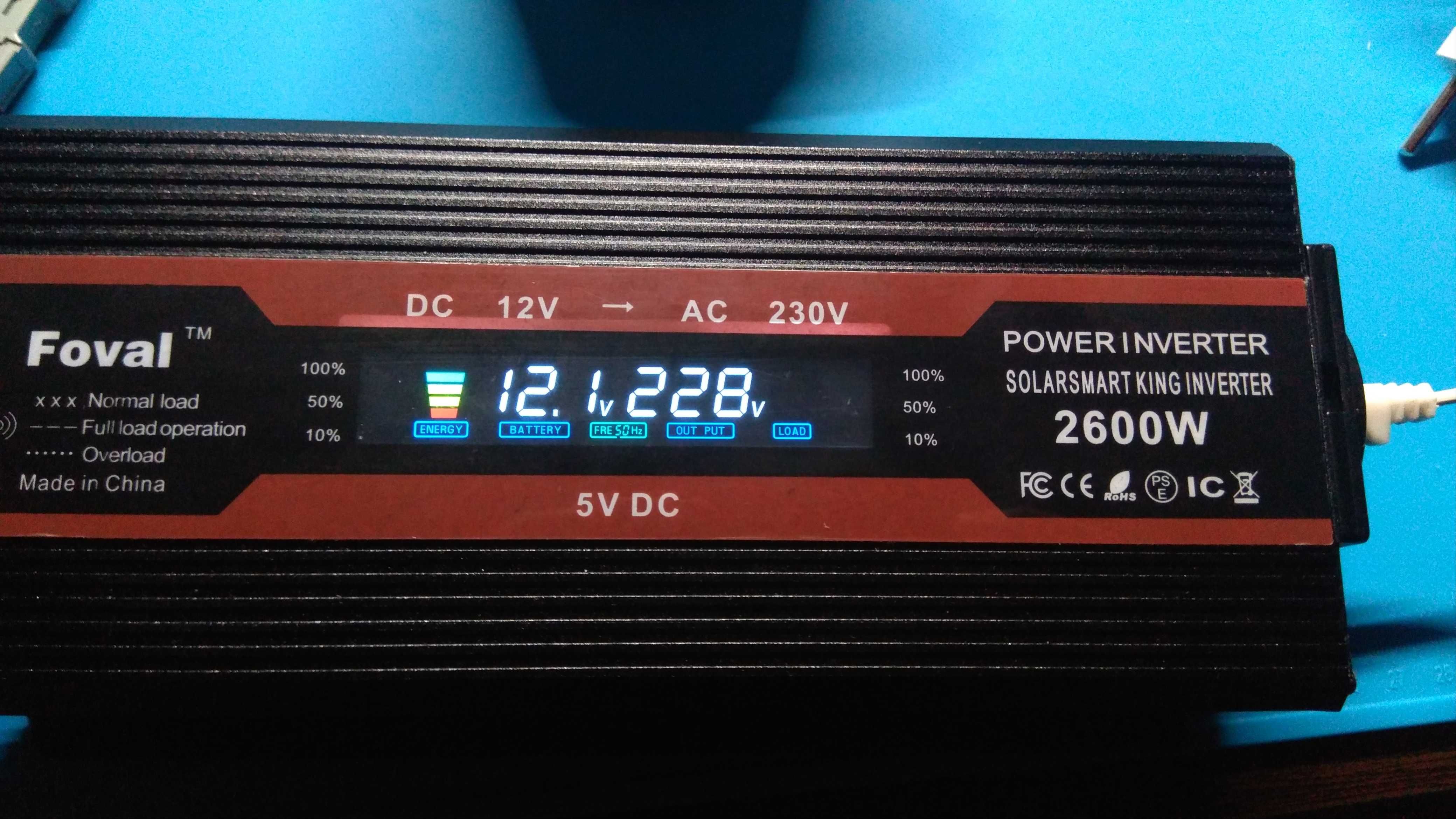 Інвертор Foval 12/220, 2600W, Power Inverter (перетворювач напруги)