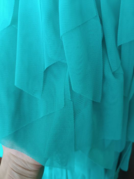 Vestido azul turquesa  cerimónia comprido