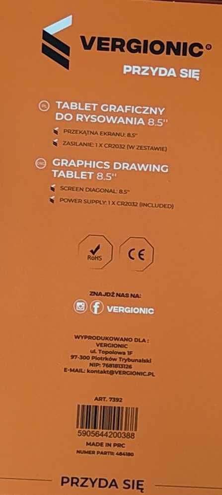Tablet graficzny do rysowania i pisania, znikopis LCD 8,5”