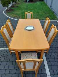 Stół  i 6 krzeseł -zestaw do jadalni czy salonu .