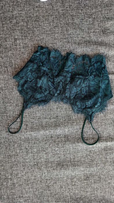 Biustonosz top koronkowy koronka butelkowa zieleń sexy Topshop