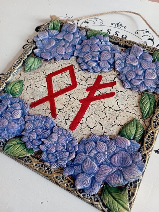 Piękny obraz talizman Tarot Runy decoupage handmade