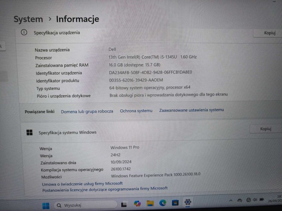 Dell Latitude 5450 25, i5 1345U 16GB DDR5, 512GB Nowy GW 12/28