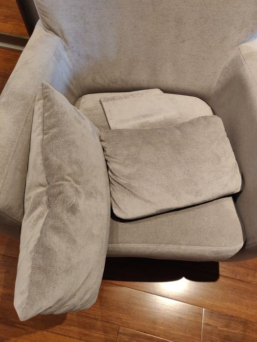 Fotel uszak szary 2 poduszki Agata Meble