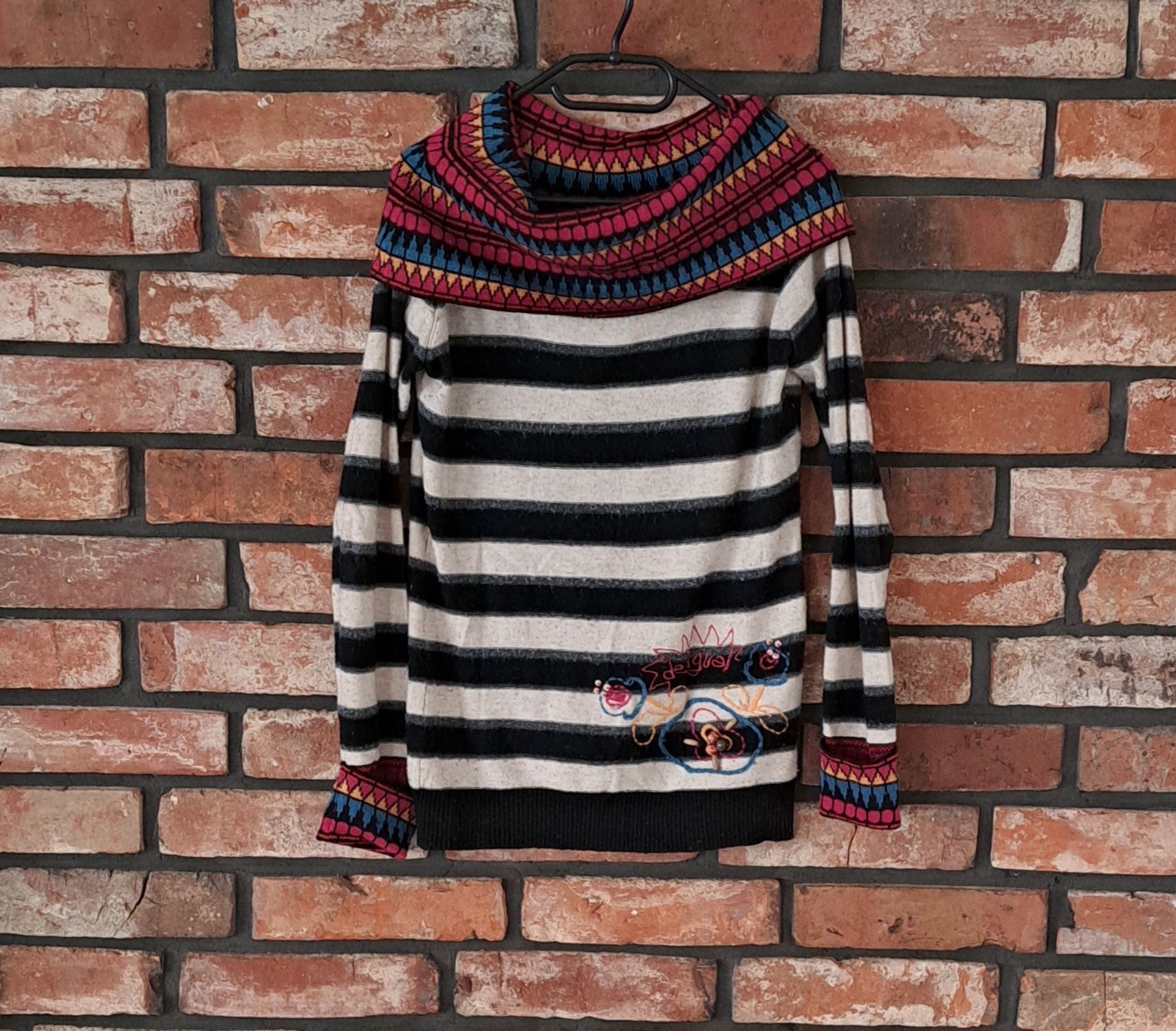 Desigual lekki sweter z kominem wełna angora oryginał L 40