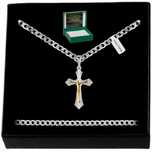 Elegancki Srebrny Łańcuszek Męski Pancerka + Zawieszka Krzyż 925 + Gra
