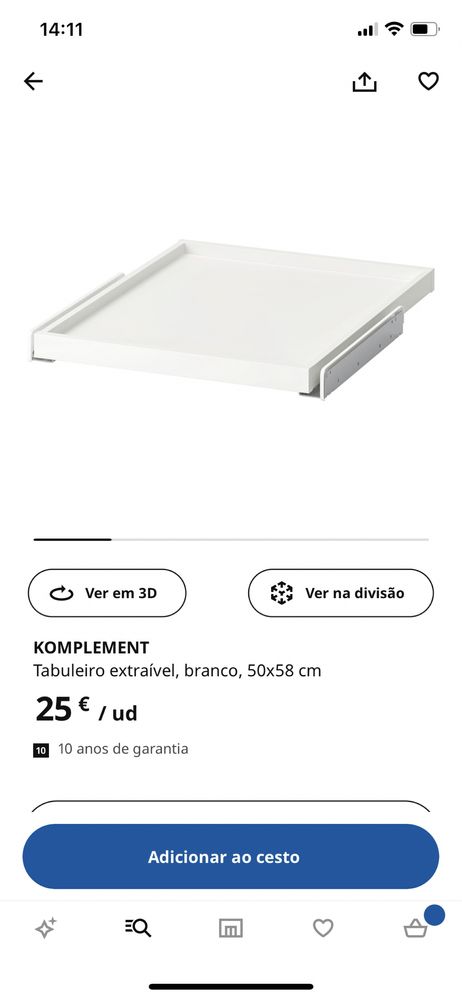 Tabuleiro extraível IKEA