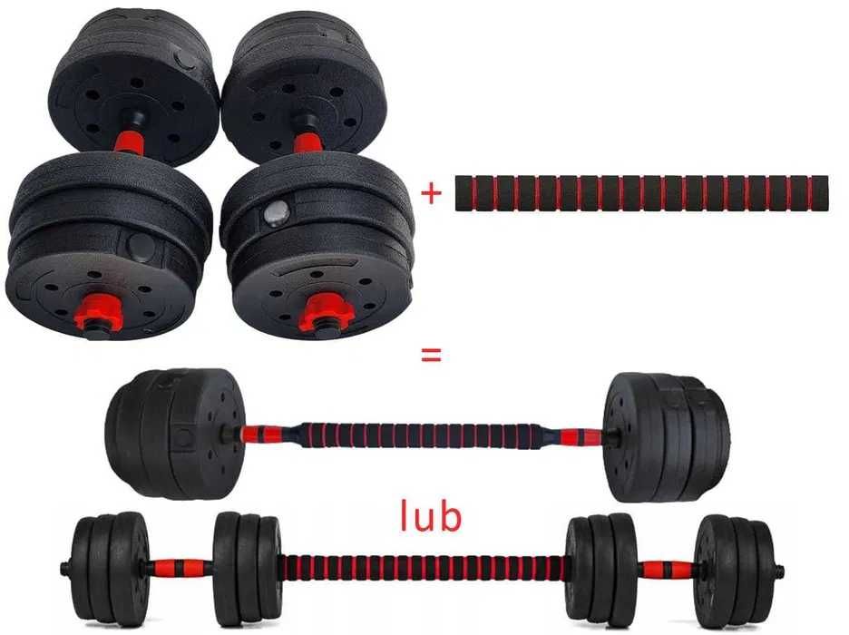 Hantle bitumiczne regulowane 2x10kg zestaw 20kg ze sztangą WRO