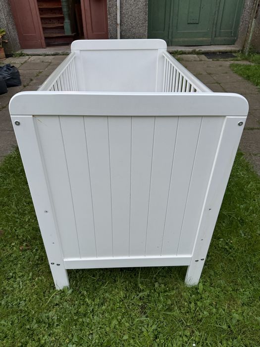 Łóżeczko Woodies dzieciece 120 cm + materac i 3 wyjmowane szczebelki