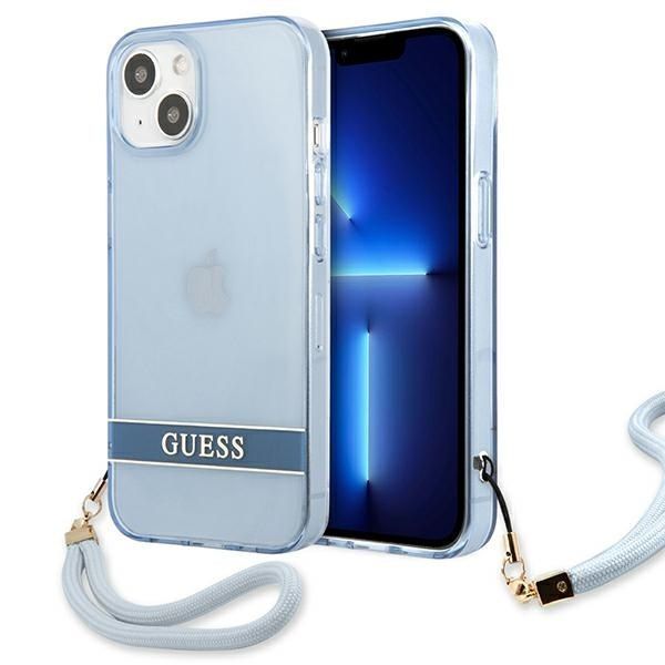 Guess Etui Translucent Strap do iPhone 13 / 14 / 15 6.1" Niebieskie