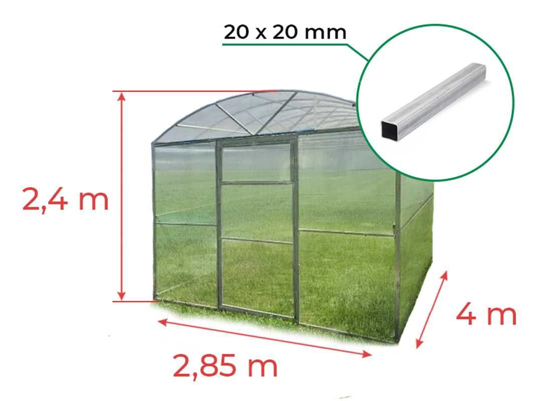 Szklarnia Poliwęglan 2,85x4m +3 prezenty (dostępne 6m, 8m, 10m, 12m)