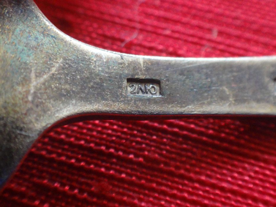 Srebrne łyżeczki w emalii 6 szt. Rosja - srebro