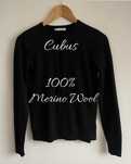 Cubus 100% merino klasyczny czarny rozpinany sweter premium wool