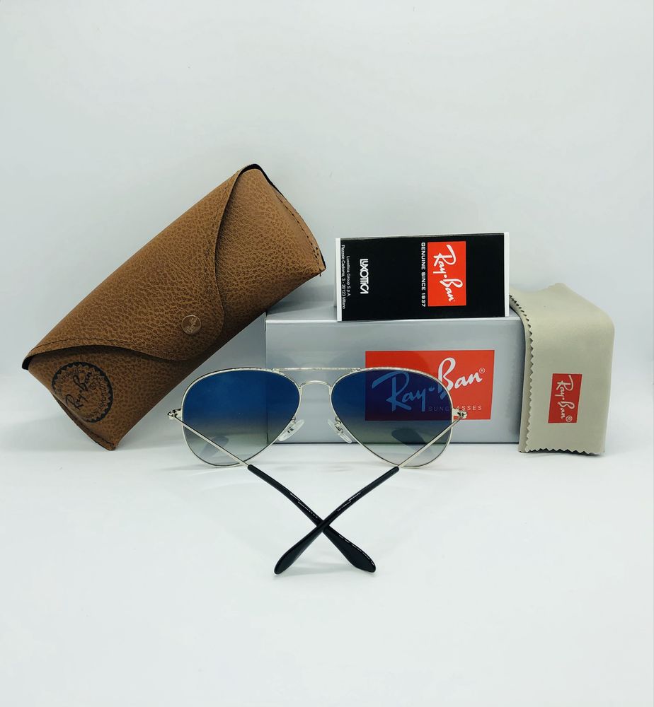 Солнцезащитные очки Ray Ban Aviator 3025 Silver-Mirror Blue 58 стекло