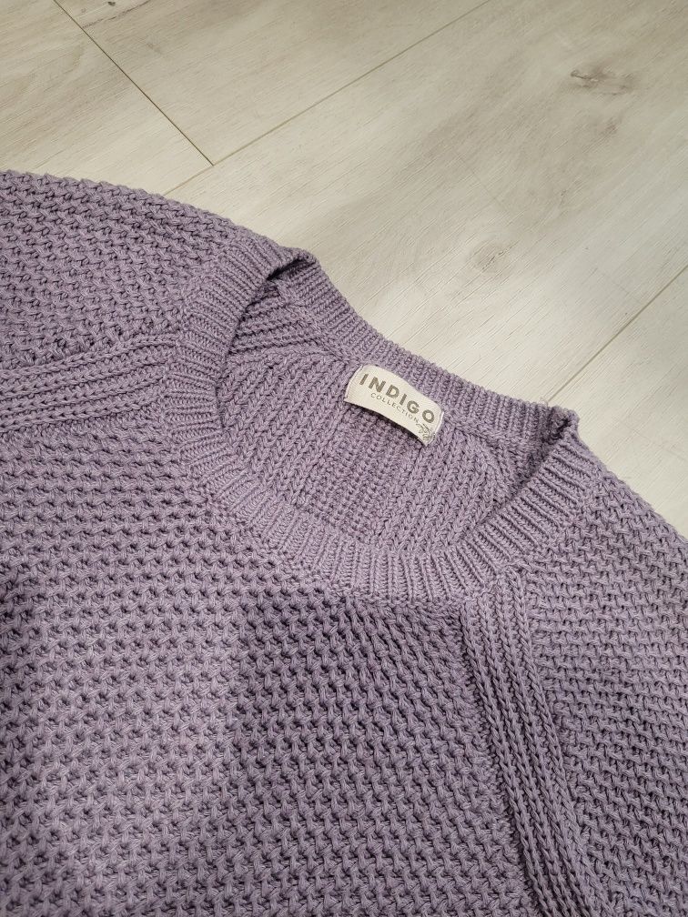 Fioletowy sweter indigo S mark& Spencer koronka