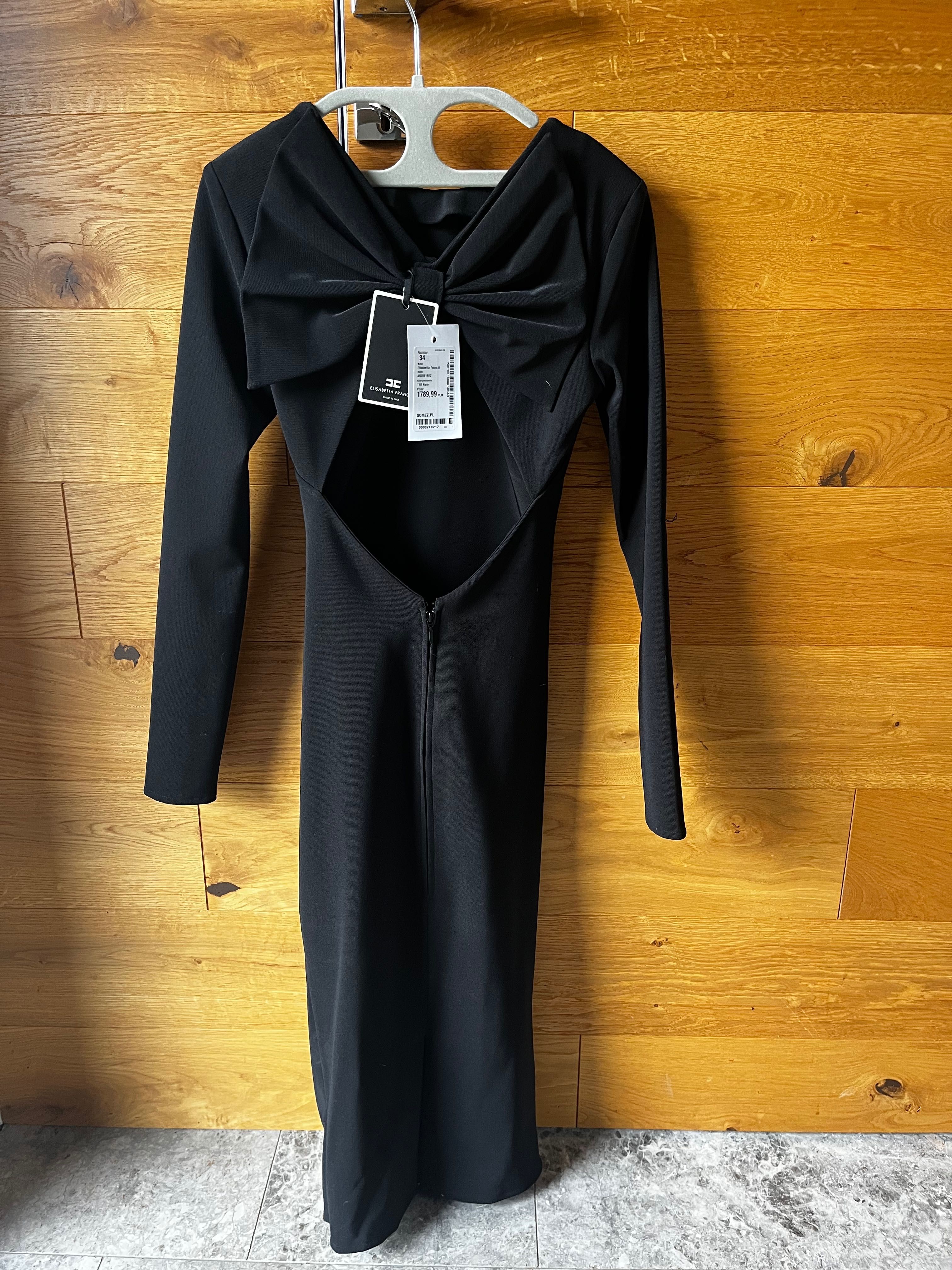 Sukienka Elisabetta Franchi xs 34 czarna z kokardą