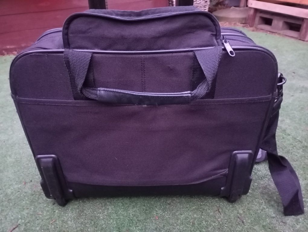 Samsonite Mała torba, czarna walizka, pilotka na kółkach