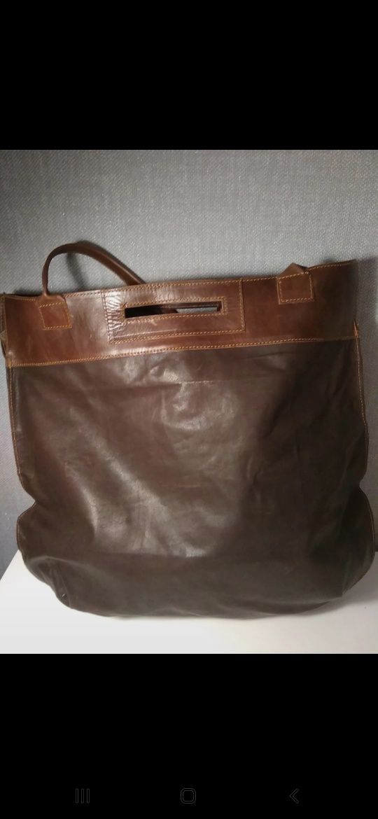 Duża skórzana  torebka shopper bag