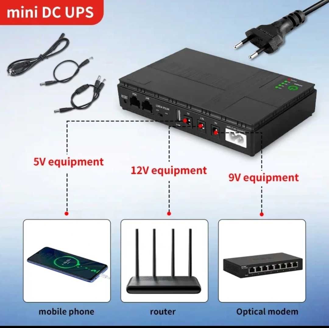 UPS безперебійник(ДБЖ ИБП) USB,5V,9V,12 для роутера маршутизатора, ONU