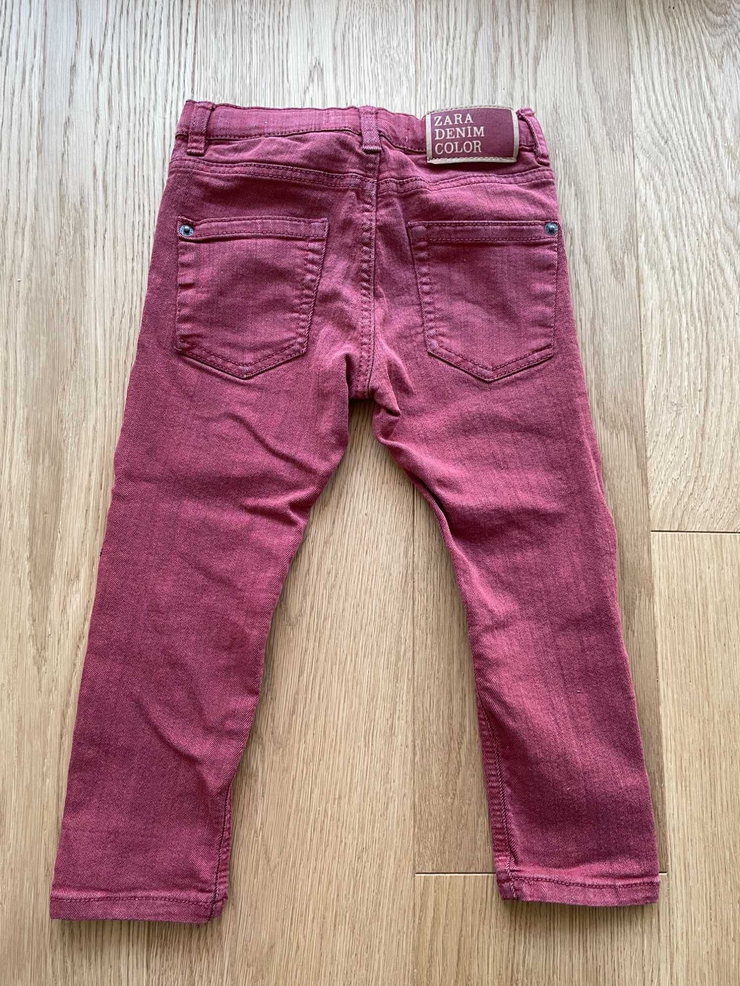 Jeansy niemowlęce Zara Baby (bordowe, 98 cm)