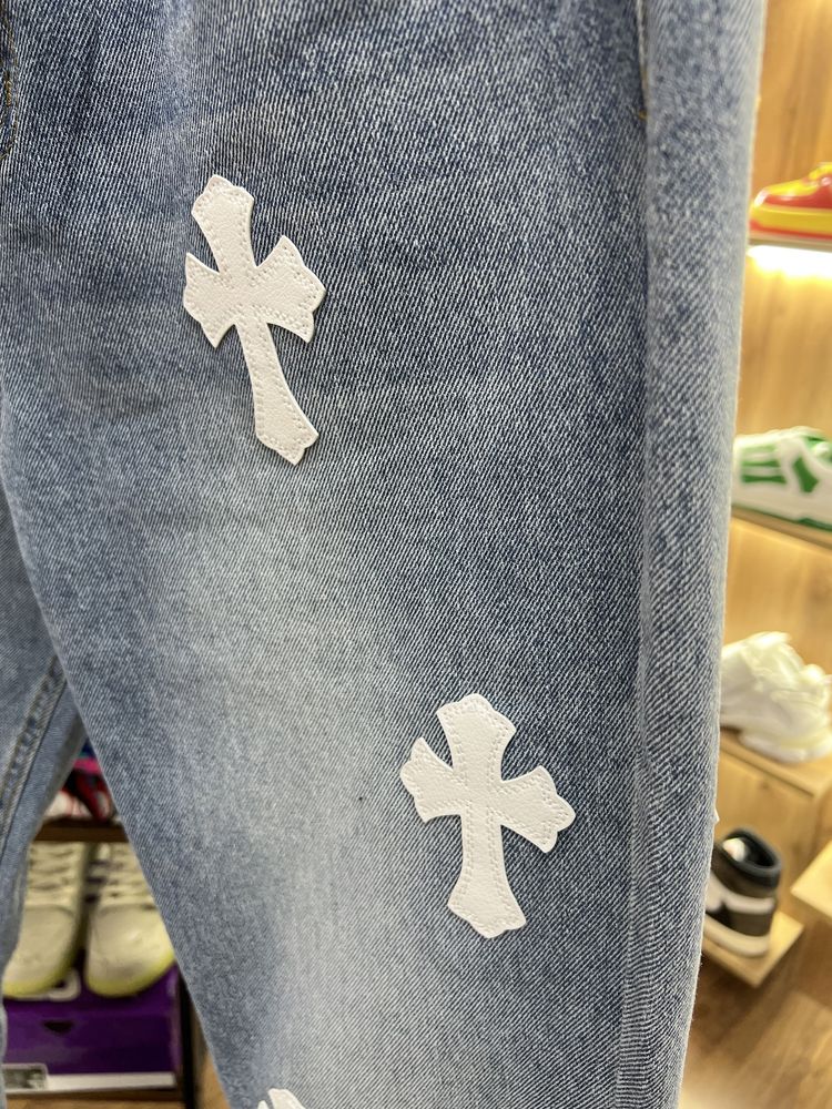 Джинси Chrome Hearts Blue / White