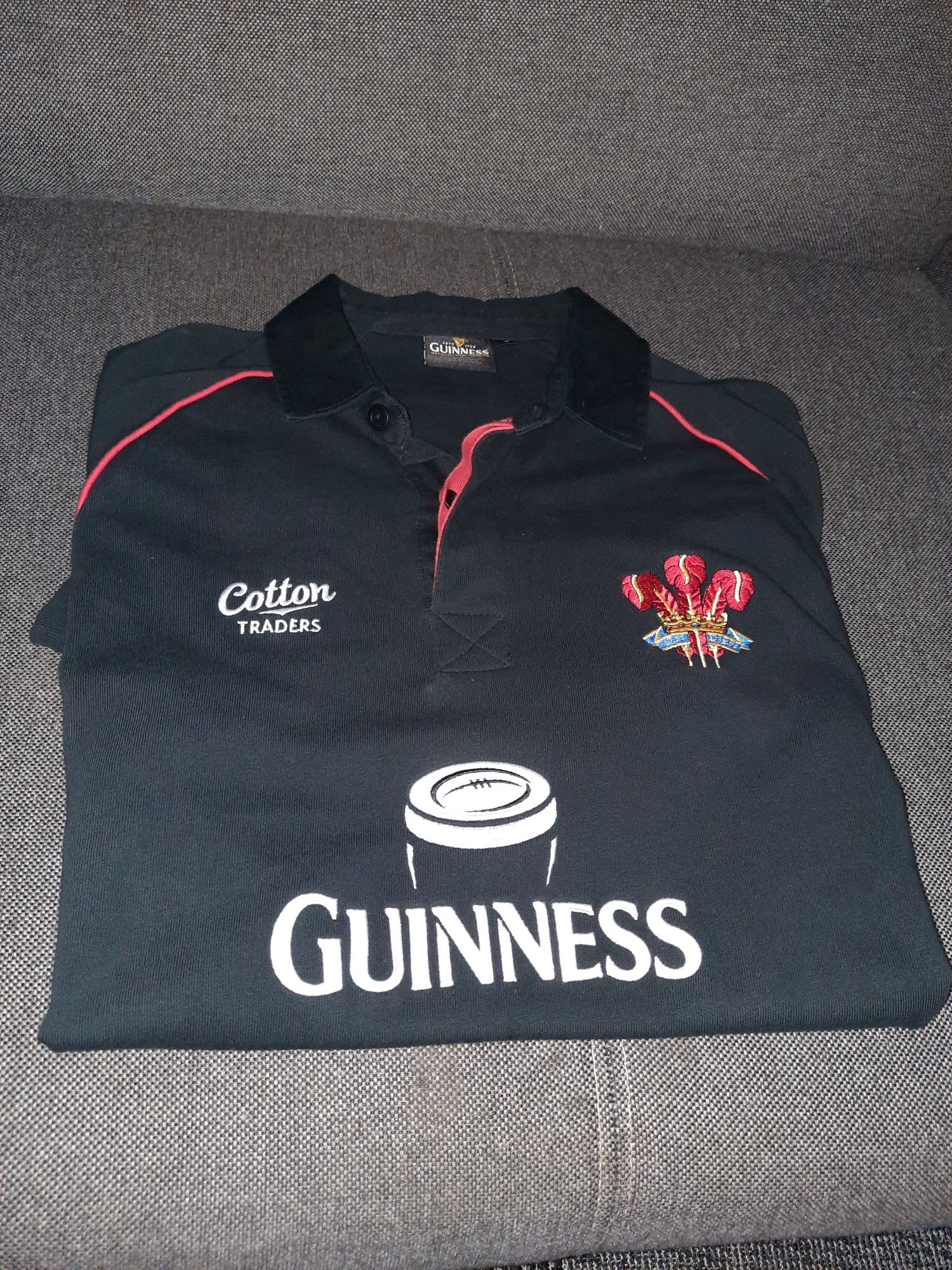 koszulka rugby Guinness, Walia, retro, Cotton Traders, vintage, roz L,