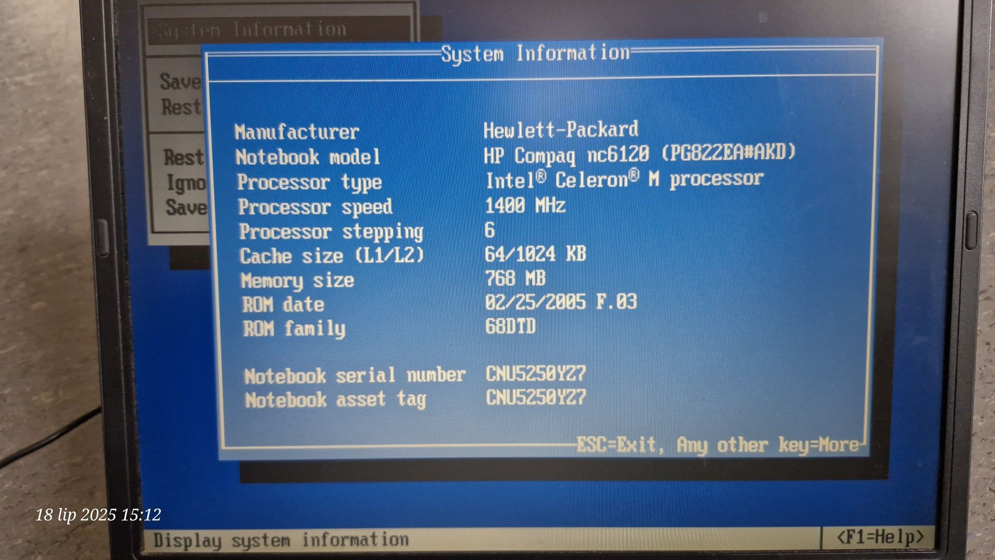 Laptop HP Compaq nc6120