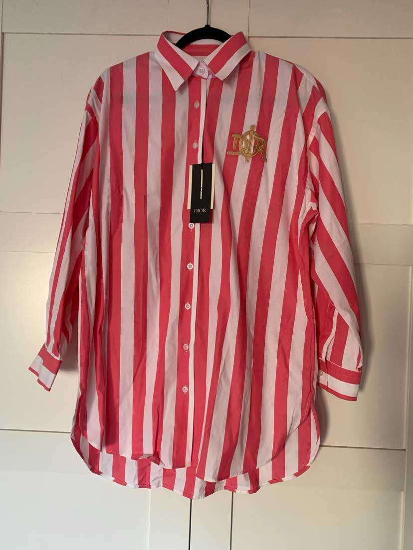 Koszula Christian Dior Logowana Różowa Paski Rozmiar M/L
