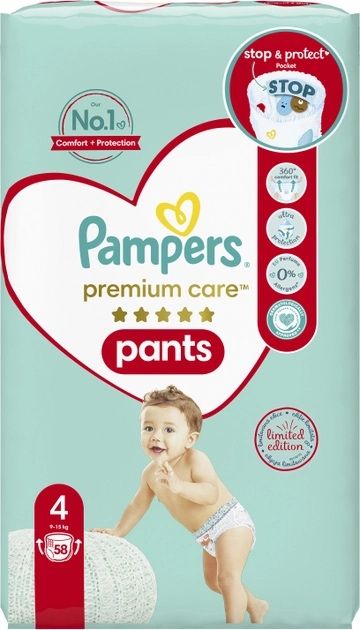 Підгузки-трусики Pampers Premium Care Pants Maxi 9-15 кг 58 шт