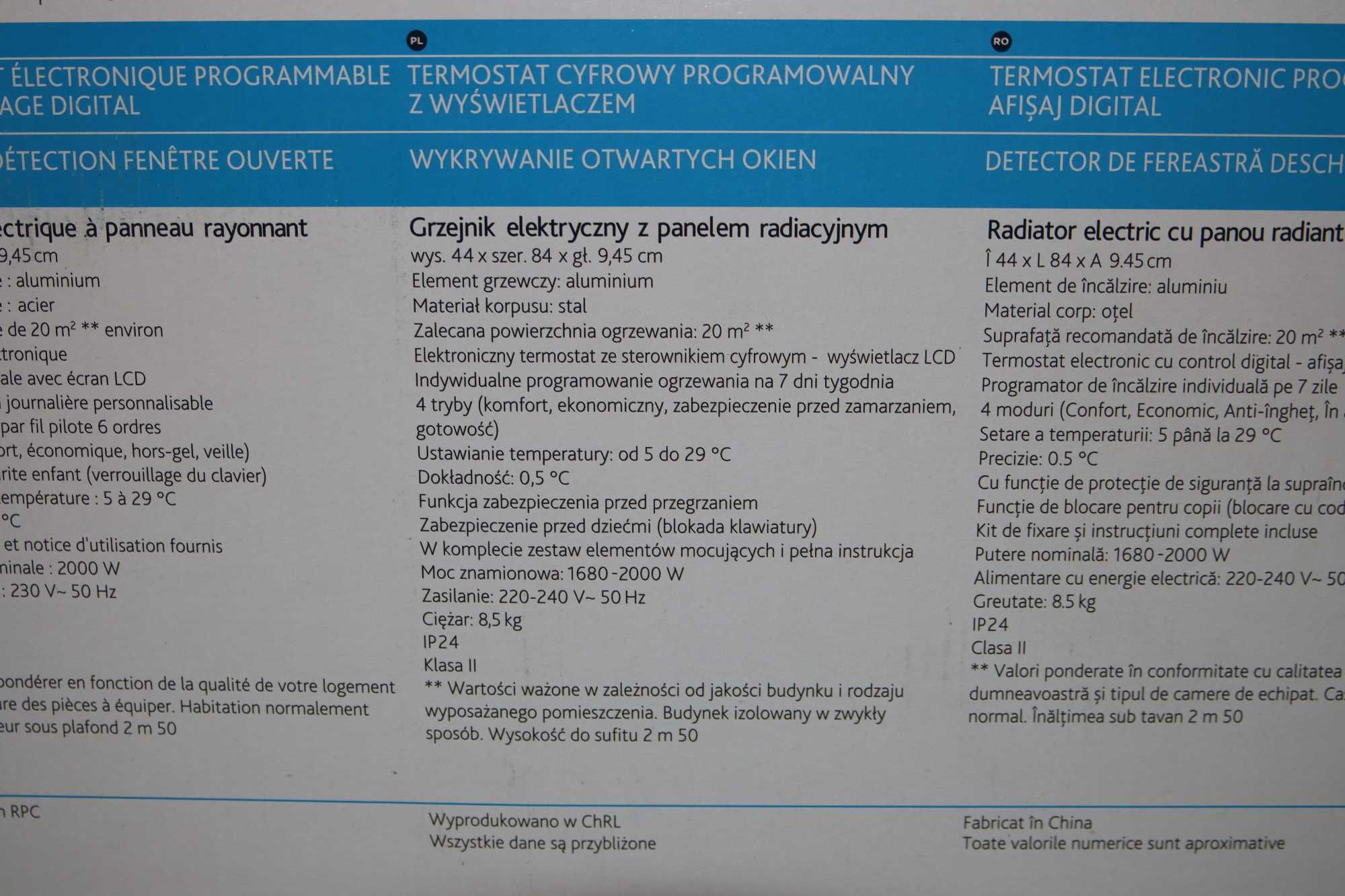 Grzejnik elektryczny panelowy Blyss 2000 W do Fotowoltaiki