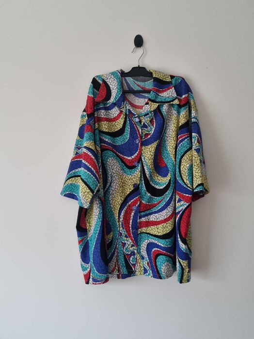 Kolorowa damska bluzka koszula z kołnierzem bluzka plus size oversize