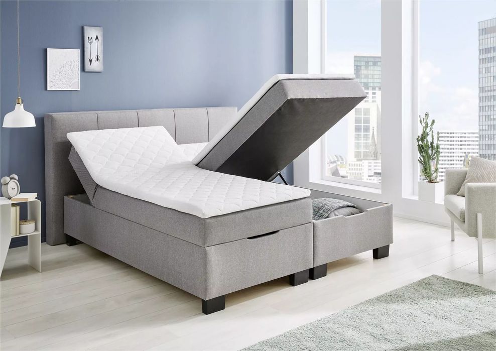 Łóżko kontynentalne 160x200 z pojemnikiem i topperem – BX-1620 | ONDA