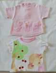 Lote de 2 T Shirts, em algodão, T. 0 aos 3 meses