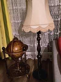 Stara Lampa Stojąca Podłogowa Drewno Antyk Duża Abażur Retro Vintage