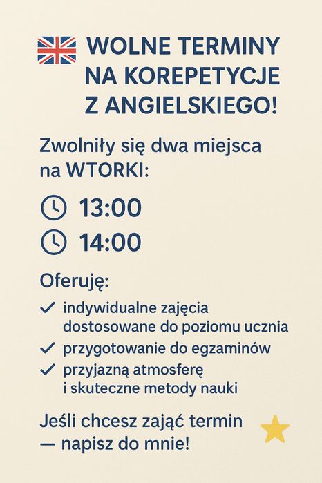 Korepetycje - angielski