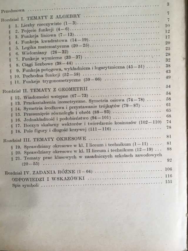 Dróbka, Szymański Zbiór tematów prac kontrolnych z matematyki