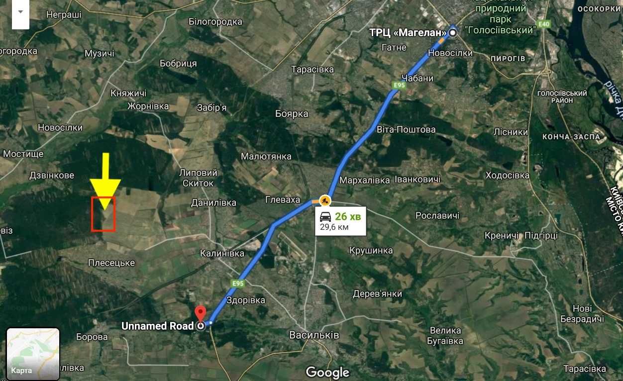 Ділянка котеджне особисте будівництво 22 Га Плесецьке Калинівка