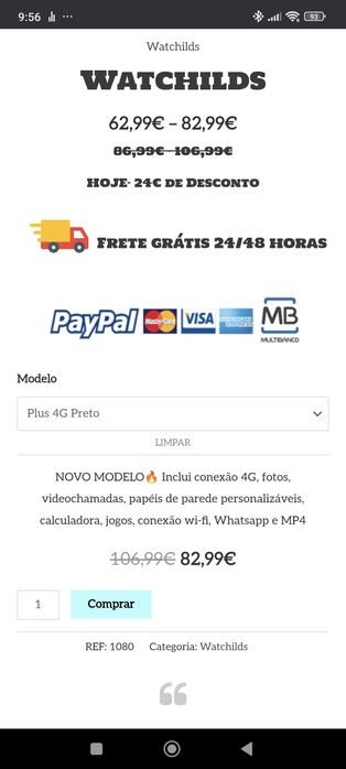 Smartwatch infantil com cartão SIM