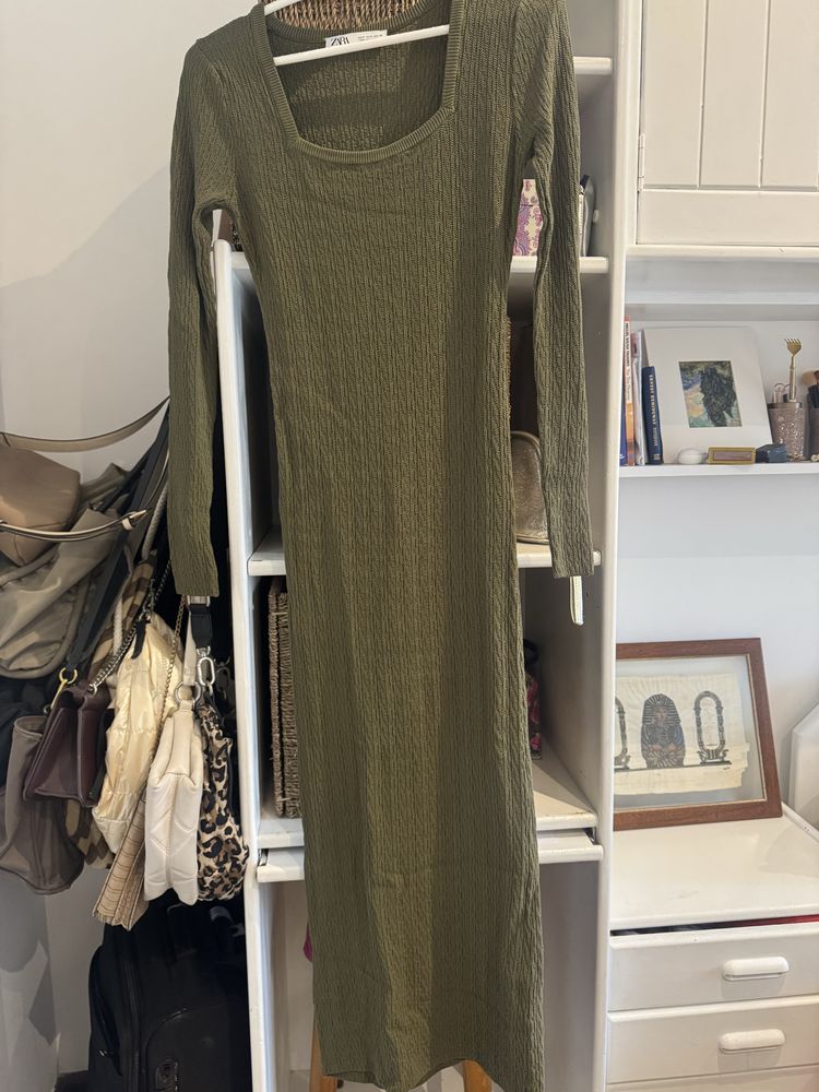 vestido comprido S verde musgo
