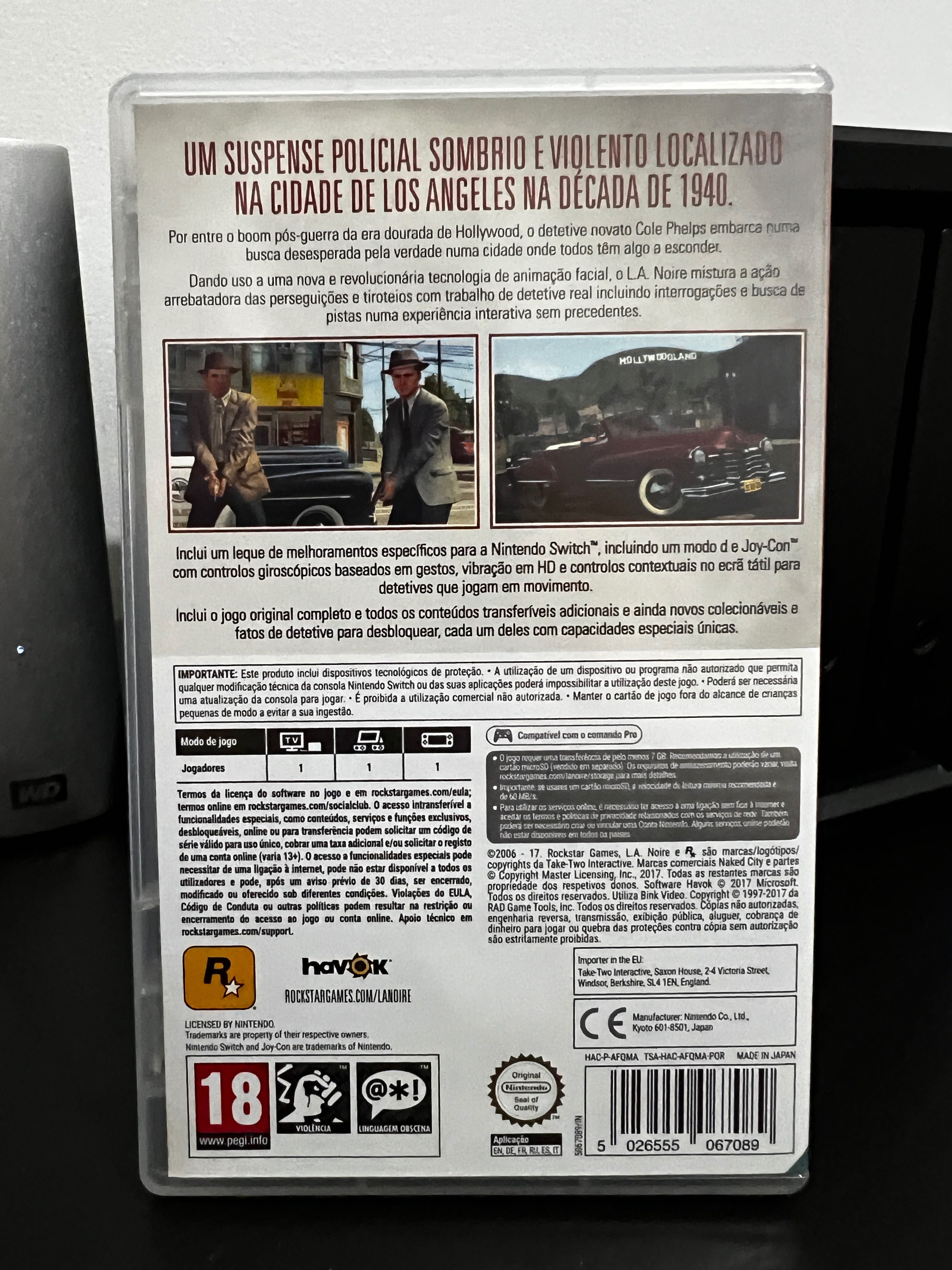 Jogo L. A. Noire para Nintendo Switch