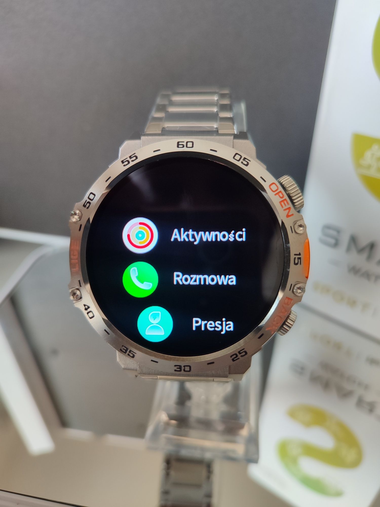 Nowy męski Smartwatch zegarek bluetooth branzoletka srebrny