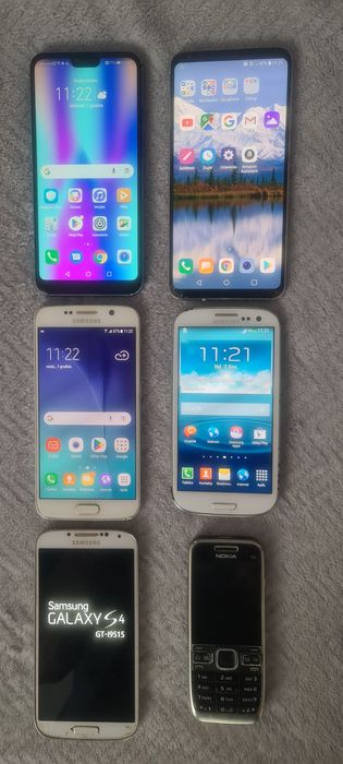 Honor 10, LG V30, Samsung S6, S4, S3, Nokia E52