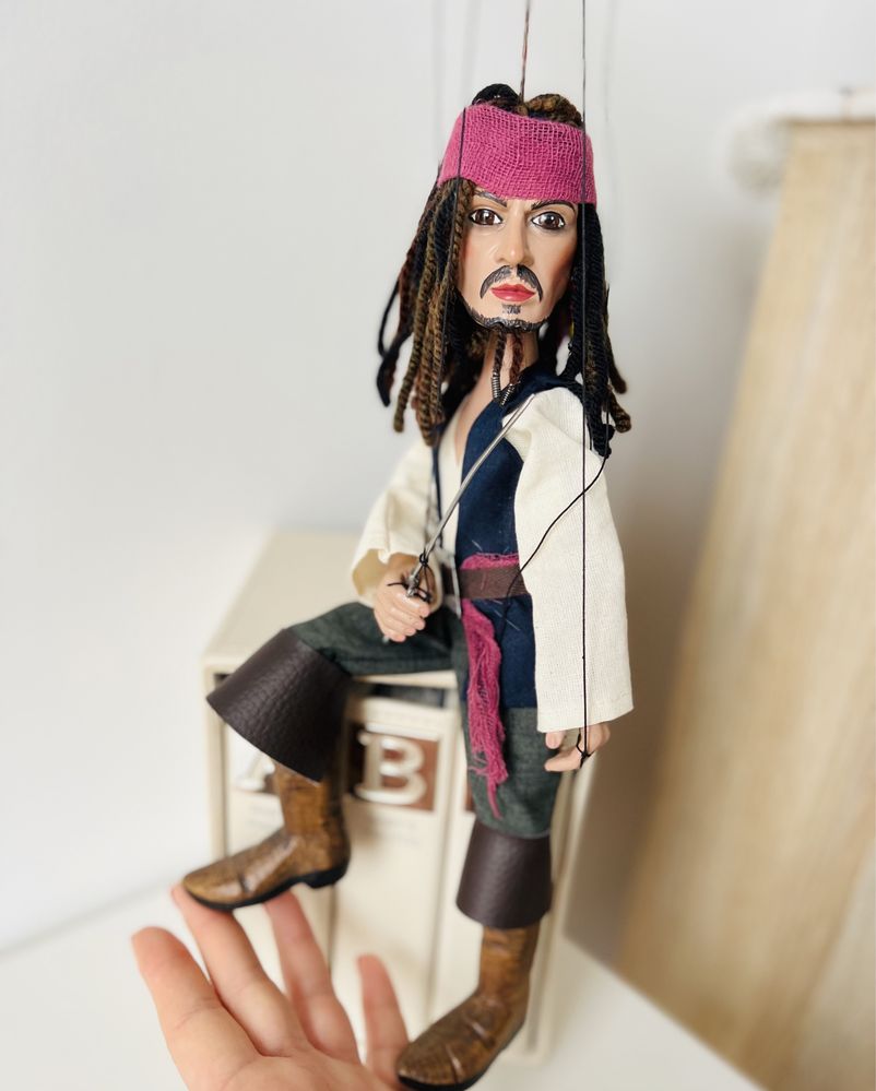 Pirat Marionetka Jack Sparrow - Ręcznie robiona oryginalna lalka