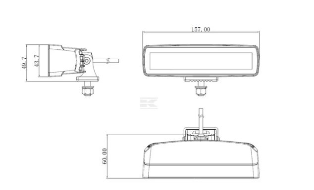 Lampa robocza LED 30W 2880lm 12/24V, prostokątna, czarna, IP68
